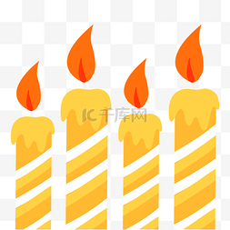 生日庆生黄色条纹蜡烛