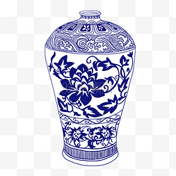 白色花瓶手绘图片_古风青花瓷瓷器