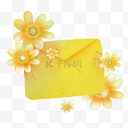 信封黄色图片_雏菊黄色信封边框