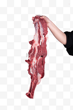 手拿牛肉生肉