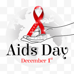 world aids day红色发光手绘丝带