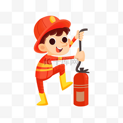 消防人员卡通人物图片_卡通消防员在灭火免抠图