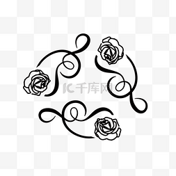 玫瑰花抽象图片_手绘线描玫瑰花装饰花纹svg元素