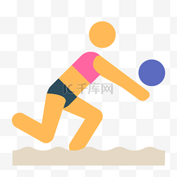 奥林匹克人物沙滩排球运动图标