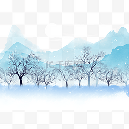 冬季雪景图片_古风中国风冬天雪景