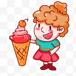 西瓜冰淇淋手绘图片_冰爽解暑的冰淇淋手绘插画