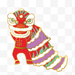 新年春节舞狮子剪纸