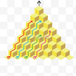 ppt元素方块图片_立方体阶梯PPT图表插画