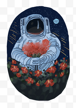 太空宇航员手绘图片_彩色卡通宇航员插画