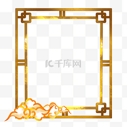 金色图片_中国风传统祥云长方形窗户边框