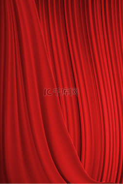 红色舞台帘幕手绘图片_红色帷幕幕布