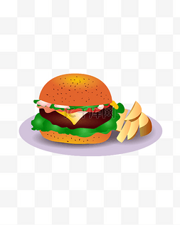 美味的汉堡包插画