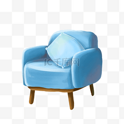 卡通蓝色家具图片_蓝色椅子卡通插画