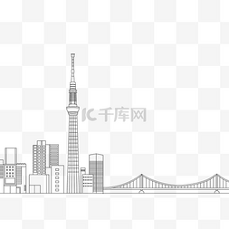 手绘线描稿图片_手绘线描日本城市建筑