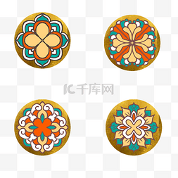 中式圆形民族花纹