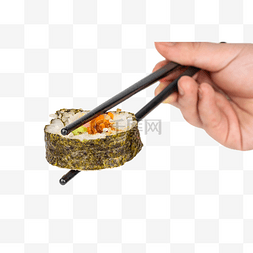 筷子夹寿司图片_日式料理寿司筷子夹起