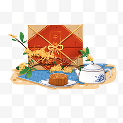 茶点底图图片_中秋传统月饼礼盒茶点