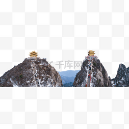 水墨风景山群图片_老君山下午老君山道观群老君山静