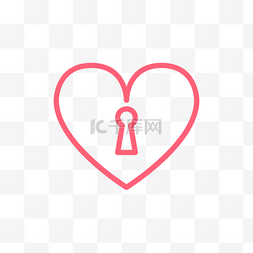 心锁图片_玫红色线性心锁情人节图标
