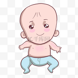 婴儿标签图片_穿着裤子的小婴儿插画