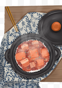 红烧肉砂锅饭特写美食