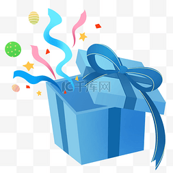 蓝色礼盒蝴蝶结图片_蓝色彩带礼物盒