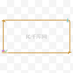 海滩漂流瓶边框插图