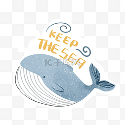 清新手绘海洋动物图片_手绘环境保护鲸鱼徽章