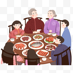 春节年夜饭插画
