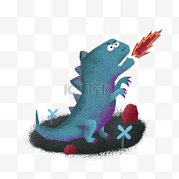 火温暖图片_湖蓝色可爱喷火小恐龙