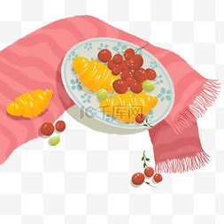 餐厅美食插画图片_手绘ins风食物彩色插画