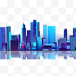 蓝紫城市图片_蓝紫色渐变城市建筑