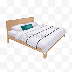 乳胶层床垫图片_白色床单双人床