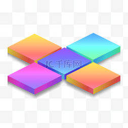 彩色拼凑图片_彩色渐变立体几何