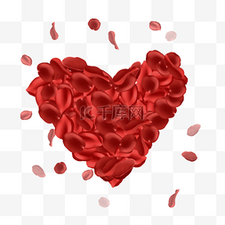 红色玫瑰花瓣手绘图片_手绘卡通红色玫瑰花瓣爱心透明底