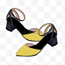 黄色粗跟鞋子插画