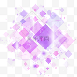 边框正方形透明图片_科技风格粉紫色正方形悬浮光效