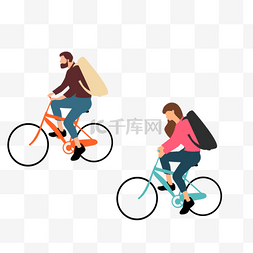 徒步户外运动图片_卡通手绘户外运动骑自行车插画