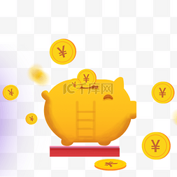 黄色的金币图片_卡通黄色的储钱罐小猪