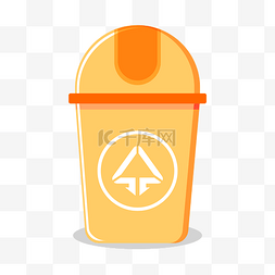橙色不可回收垃圾桶图标
