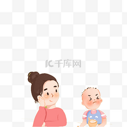 小孩免抠图图片_卡通妈妈和儿子免抠图