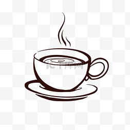 咖啡杯热气图片_手绘热气黑咖啡剪影咖啡杯剪影