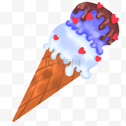 双色冰淇淋卡通插画