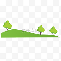 绿色草坪树木插画