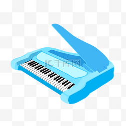 卡通乐器蓝色图片_蓝色的乐器钢琴插画