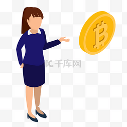 卡通人推销人图片_推销金币的美女人物