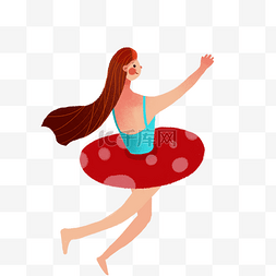 长头发的女人图片_托着游泳圈的女人免扣图
