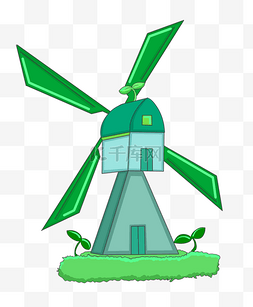 环保草坪图片_绿色环保风车插图