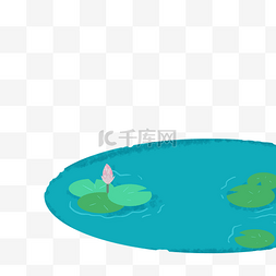 绿色的荷叶图片_蓝色的池塘免抠图