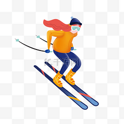红色滑雪图片_冬天滑雪的红发酷女孩